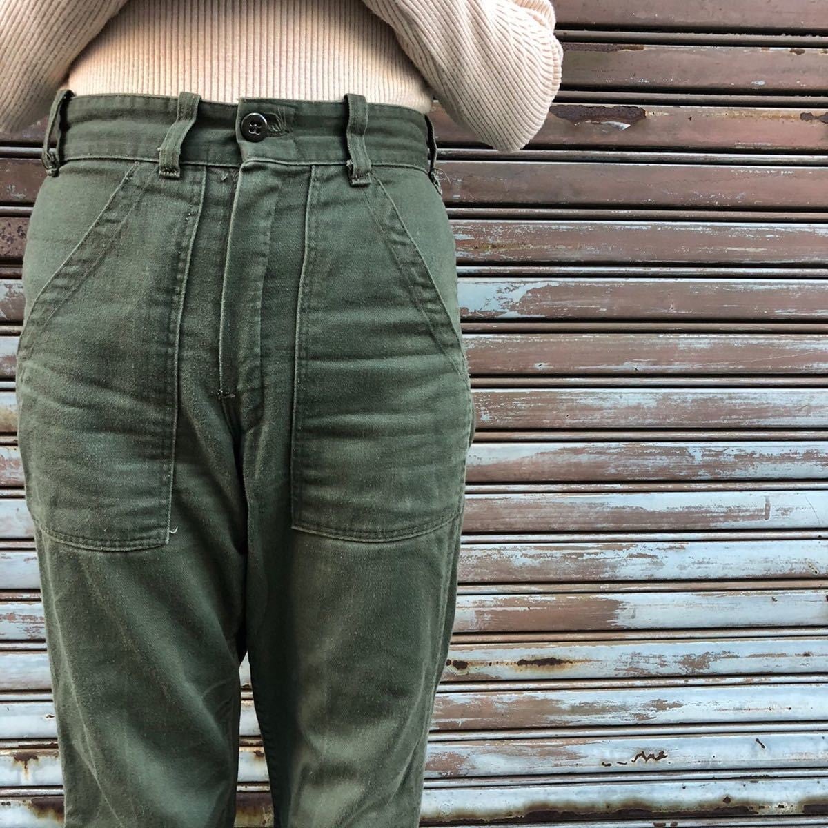 70s US Army ヴィンテージ ミリタリー 米軍OG-107 コットンサテン 