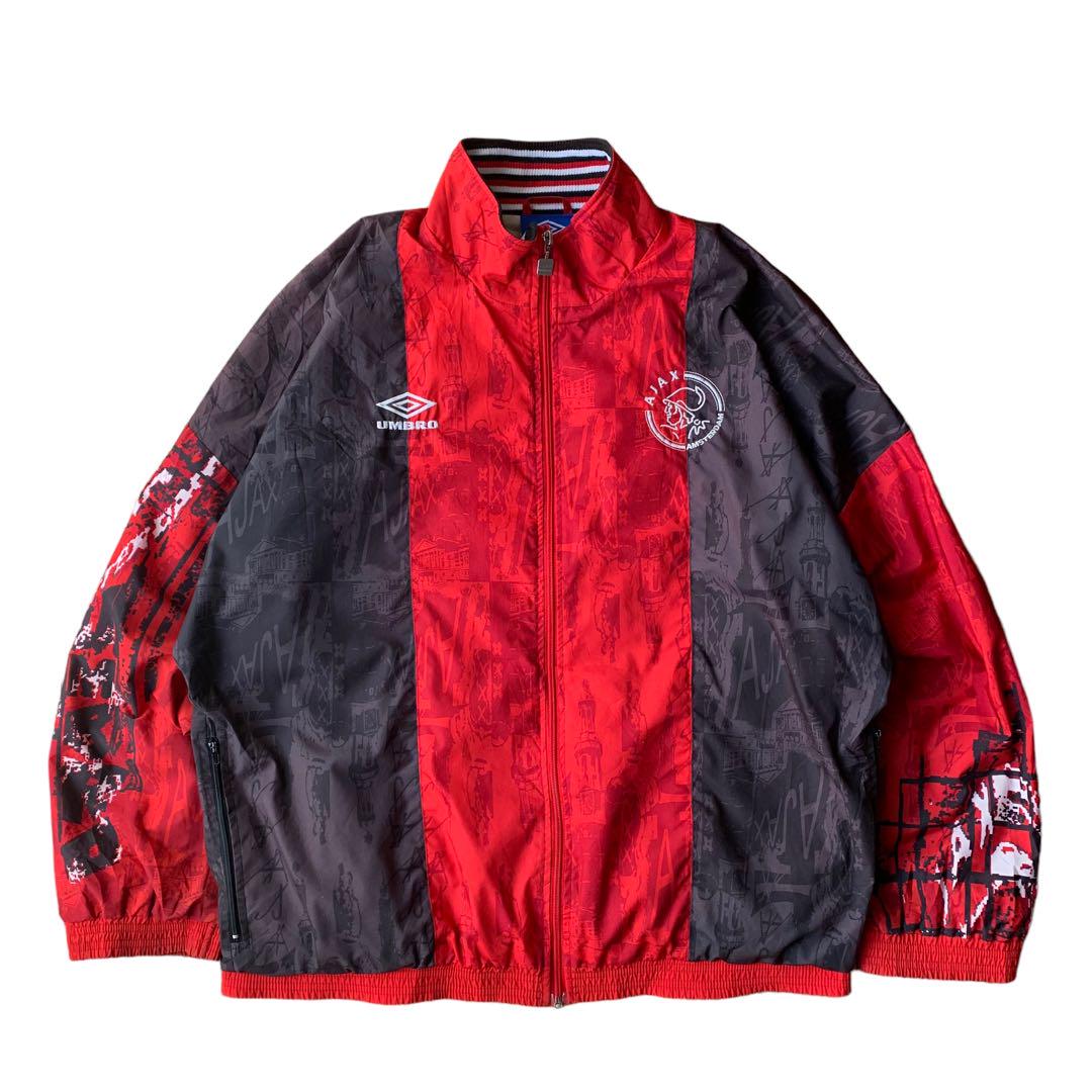 90-00's umbro Ajax アンブロナイロンジャケットレッド ブラウン-