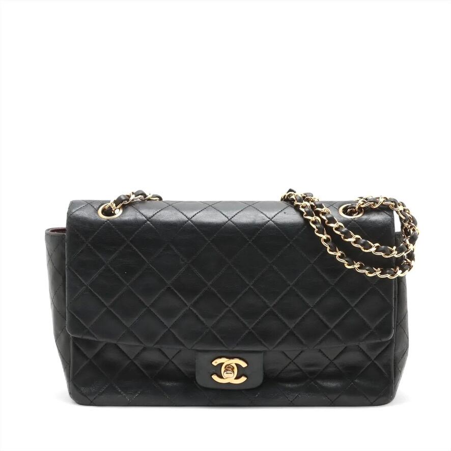 Ultra Rare◇CHANEL Matelassé Lambskin Double Chain Shoulder Bag Single Flap Turn Lock First Generation Unisex