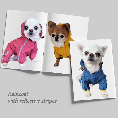 反射ライン付き　レインコート　ペット用レインコート レインウェア 小型犬  イージー カッパ 雨具 フード付き　シンプル　PAA0105