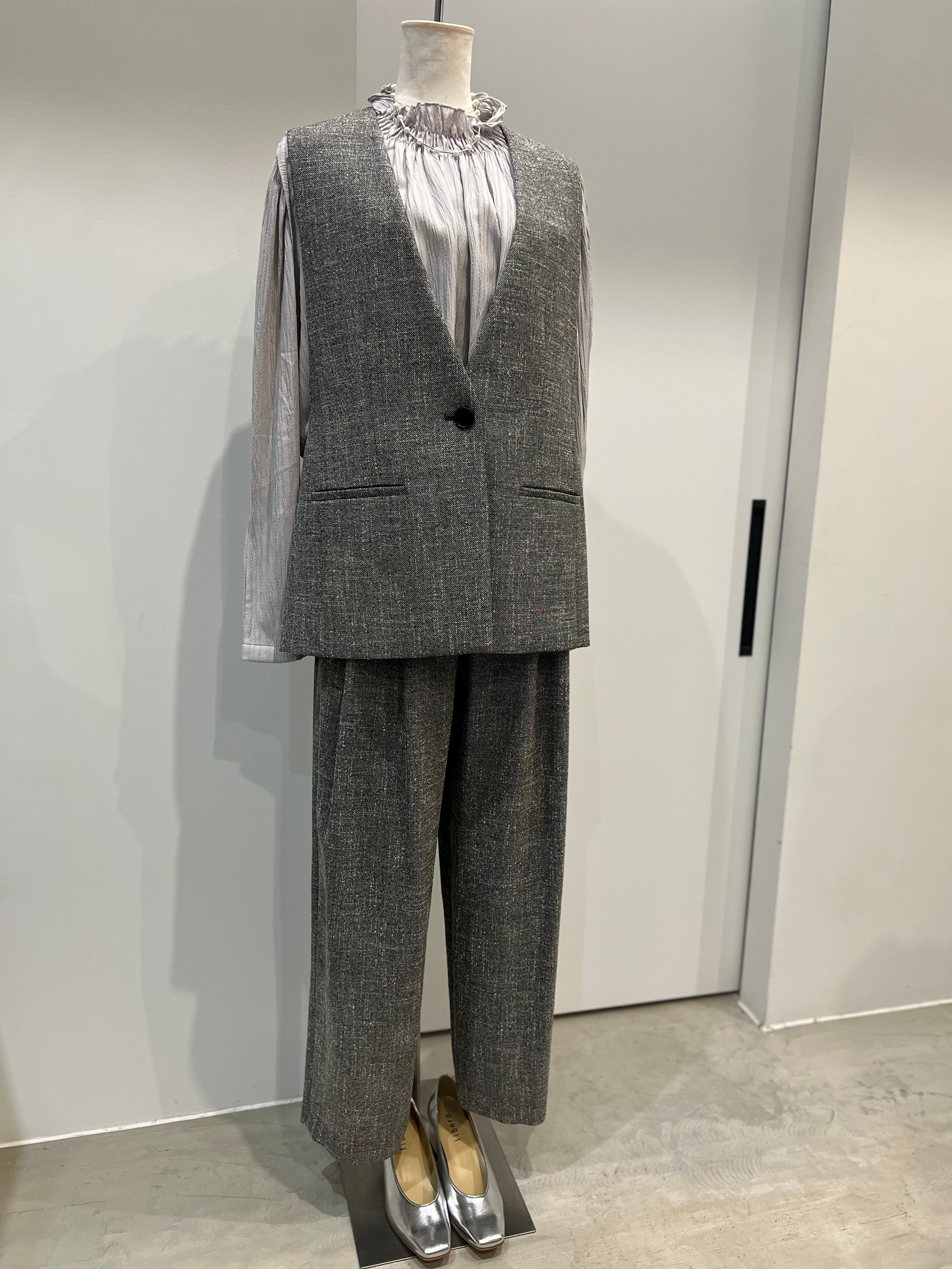 【PASSIONE】セットアップ可 ツイードライクツータックパンツ 536609