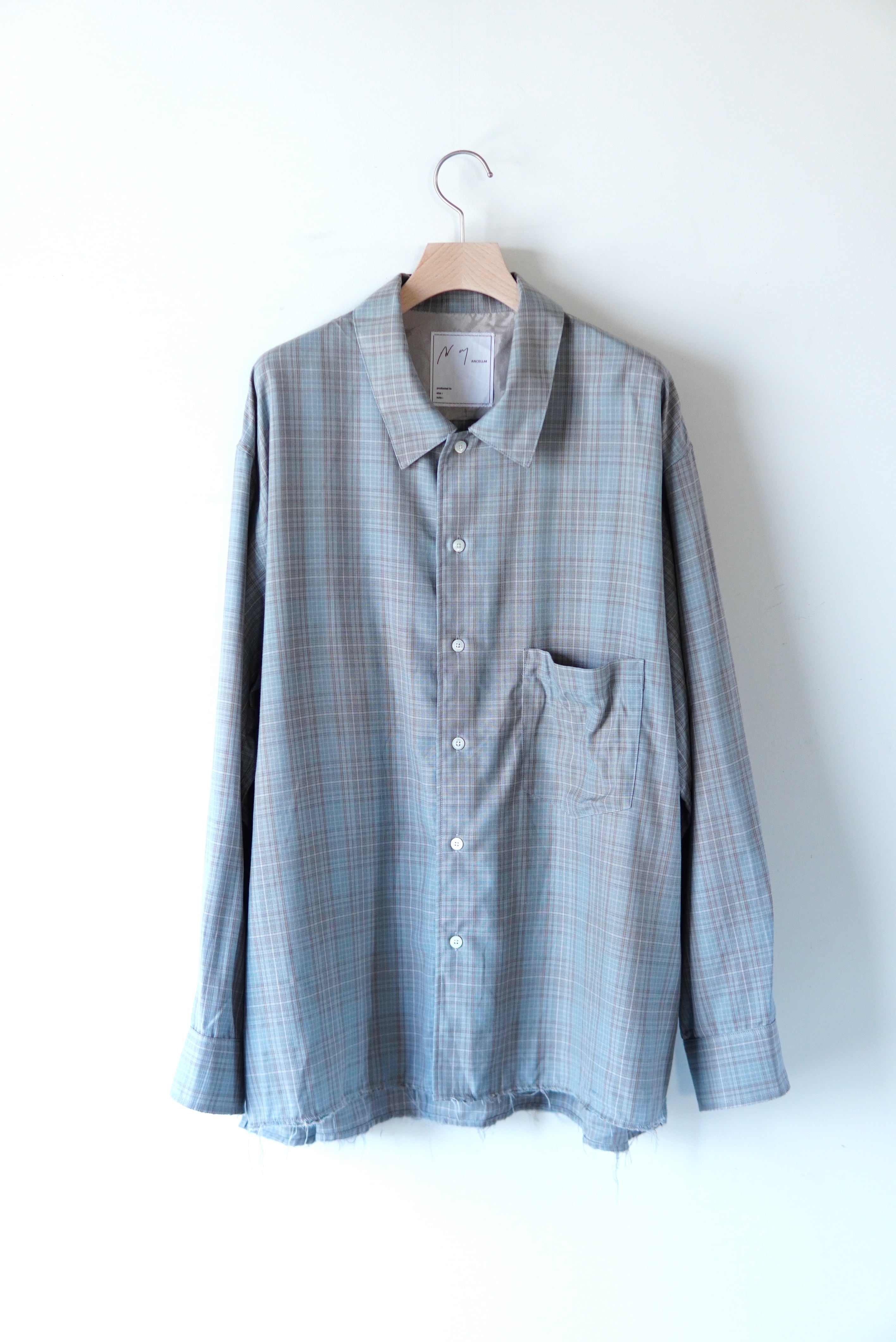 トップス ANCELLM AGING RAYON CHECK SHIRT / BLUE ANCELLM / AGING RAYON CHECK SHIRT/ ANC-SH80 | POETRY