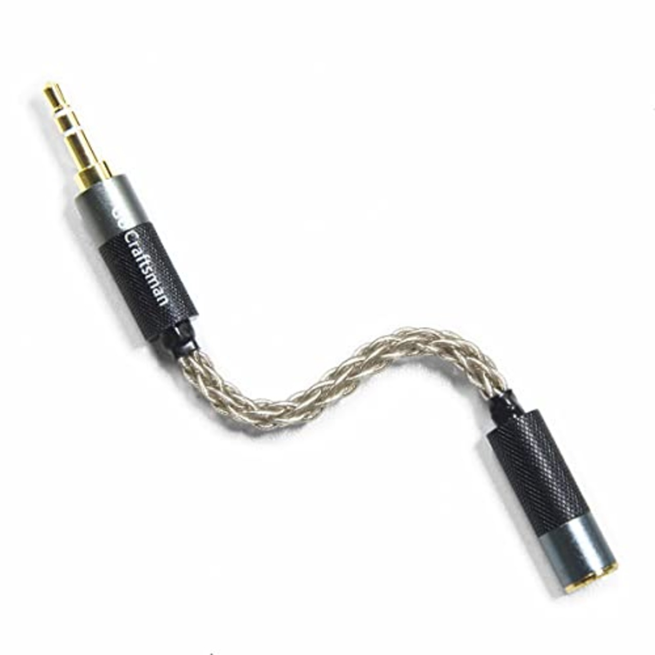 GUCraftsman 3.5mm三極ステレオ(オス)変換2.5mm四極バランス(メス)ポータブルイヤホンアダプター 6N単結晶銀ケーブル