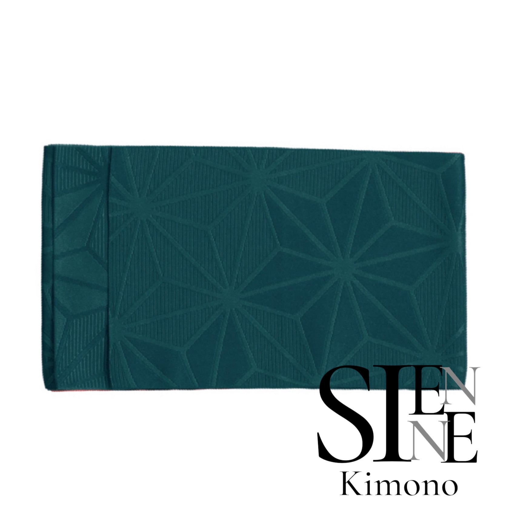 半幅帯　ブルーグリーンパープル Kimono Sienne 袴下帯 半幅帯 浴衣帯 カジュアル 麻の葉柄 ブルー