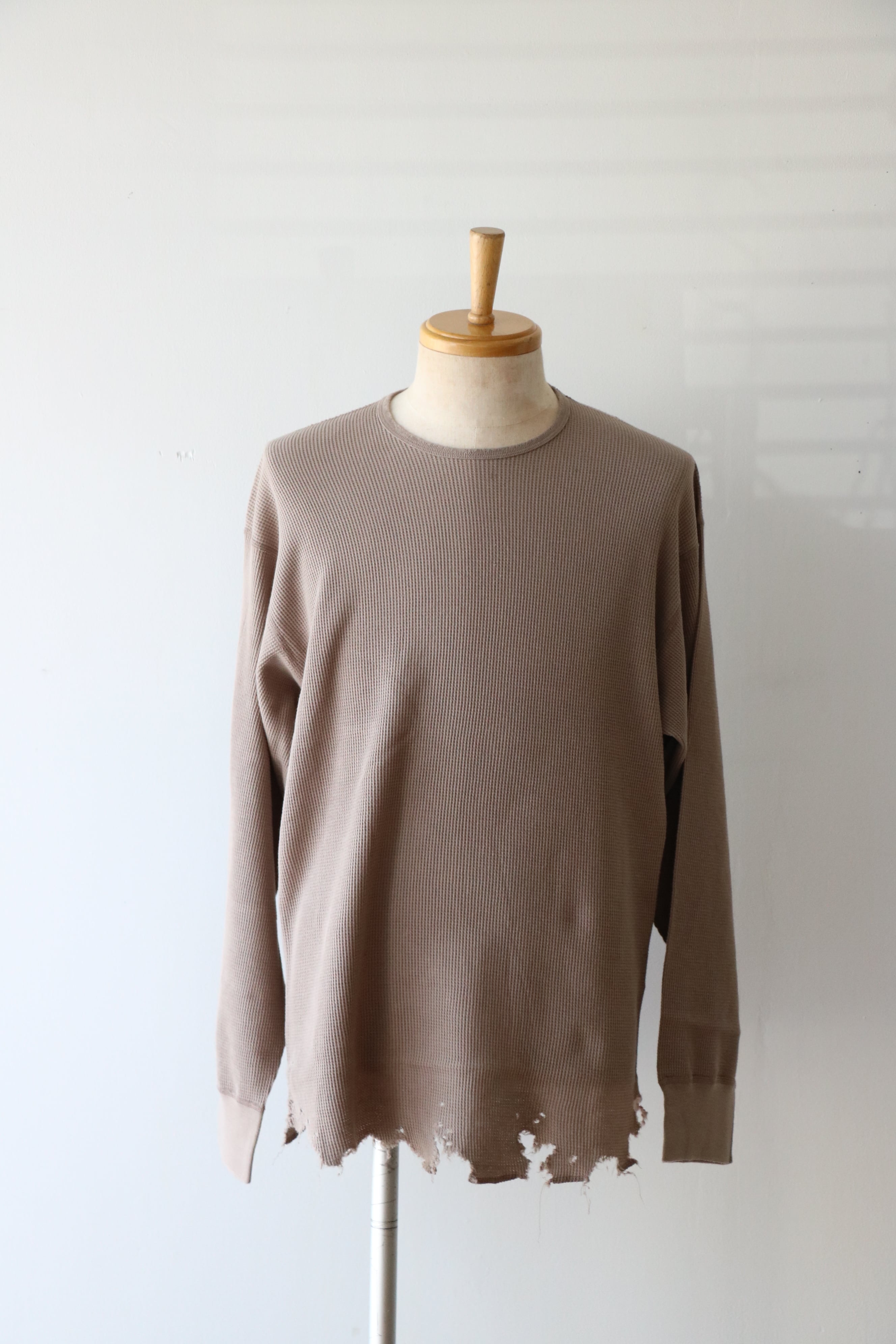 Ancellm - DAMAGE WAFFLE CREW LS - / ANC-STD-CT02 / アンセルム