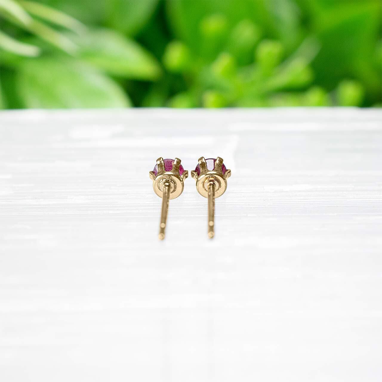 14kgf☆天然ルビー・ピアス 3mm（1ペア） | Crystal Life