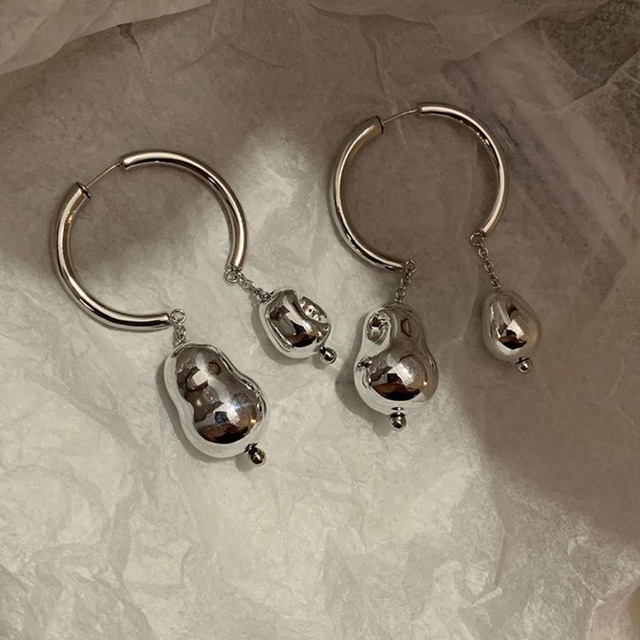 メタル ドロップ フープピアス  90008