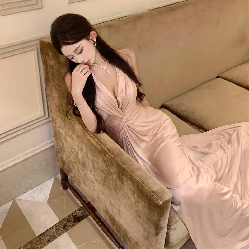 Lady's coco ロングドレス キャバドレス セクシー シャンパンピンク