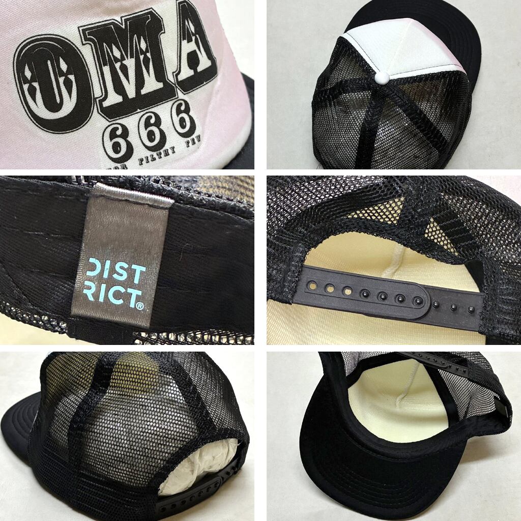 k*s様 80s 90s usa製　メッシュキャップ　　トラッカーキャップ　ロー 1点物◇DISTRICT黒白ツートン帽子メッシュキャップ古着メンズ