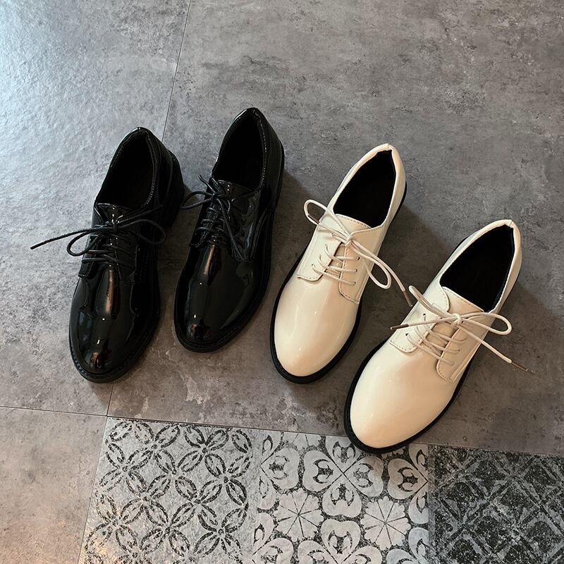 英国スタイルの小さな革の靴野生のins2019新しいネット赤丸頭ese厚いヒールシングルシューズカレッジスタイルの女性バージョン 部族の婦人靴7021609