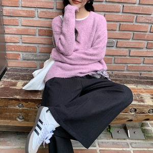 simple crew-neck knit　J00213