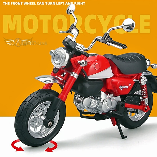 HONDA モンキー 125 ミニカー 1/12 ライト点灯 エンジンサウンド 合金モデル 模型 ジオラマ