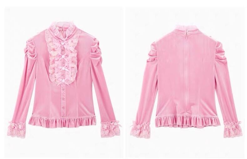 ピンク リボン トップス 長袖 フリル XL 可愛い ガーリー 姫 | Pay ID