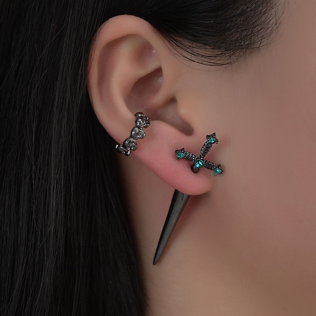 【YAOCHENシリーズ】★耳飾り★ 3color ピアス+イヤーカフ アクセサリー ユニセックス 小物 十字架