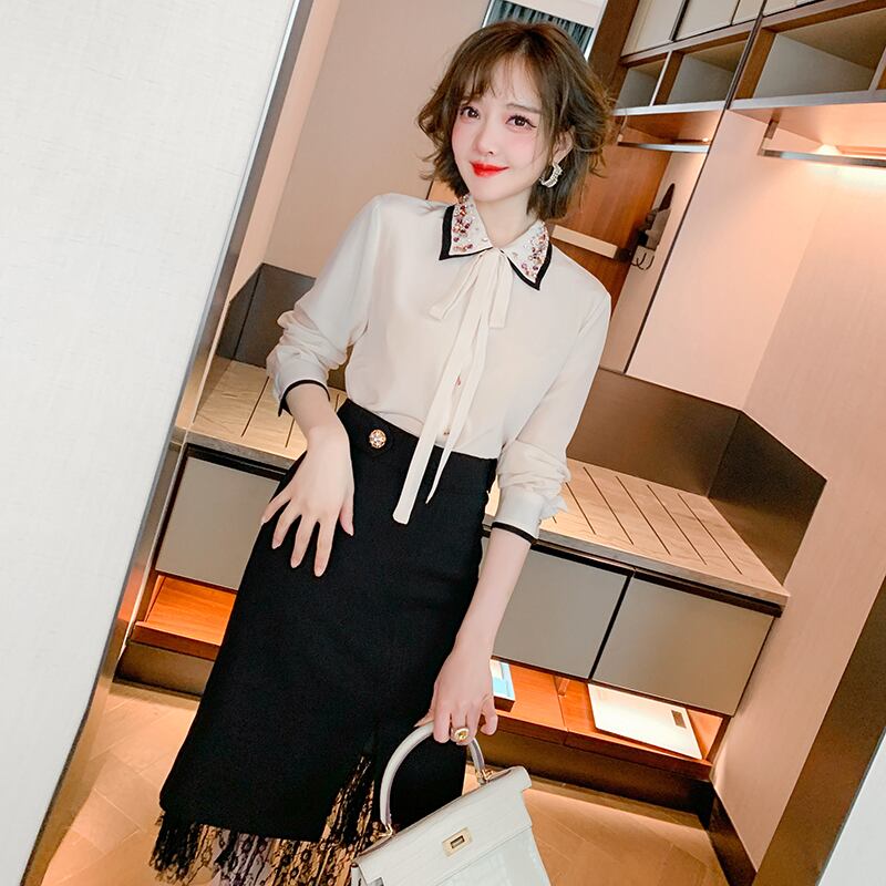 カラーリボンシャツ スプリング 春物 MIUCO75464445894