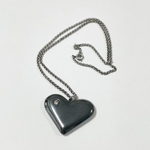 Vintage Hematite Heart Pendant Necklace