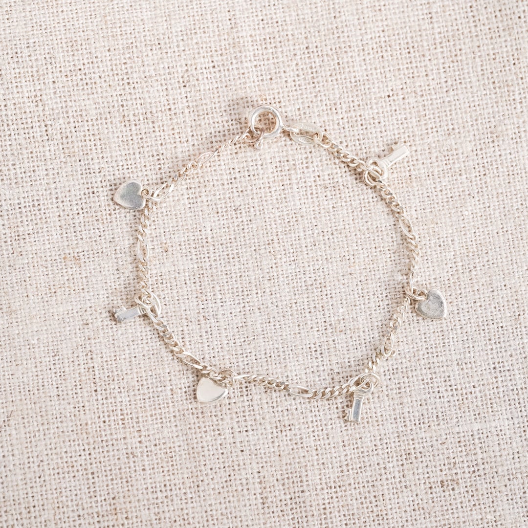 Valentine's Day Marche: Italian silver heart & key bracelet