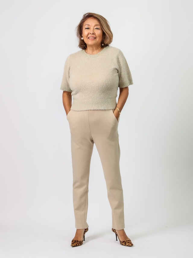 Mylanka(配色スリーブシャギーニット)