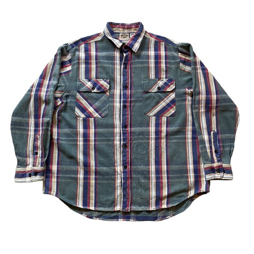 90s FIVE BROTHER heavy flannel shirt