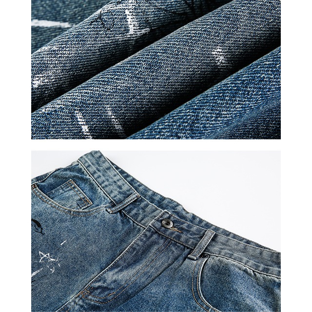 graffiti damaged half denim　グラフィティダメージハーフデニム　J1058