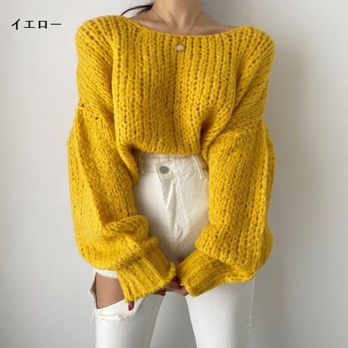 ニット セーター レディース 長袖 秋冬 セータートップス 大きいサイズ ふんわりニット ゆったり 体型カバー あったか ニットレディース 長袖トップス パフ袖ニット ボリュームセーター