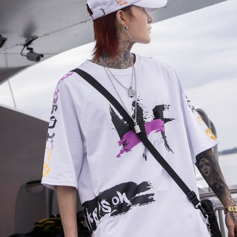 全2色 Tシャツ カットソー プリント カジュアル ストリート 