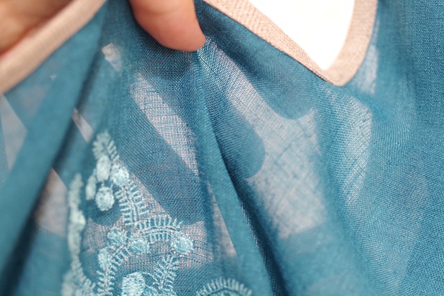 麻調合繊ポケッタブルエコバッグ [M / ターコイズブルー]