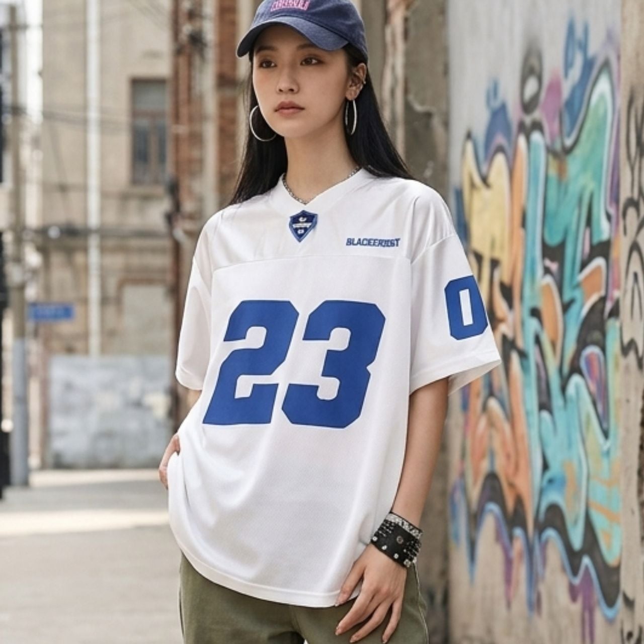 ナンバリングドッキングVネックTシャツ 2col R02241