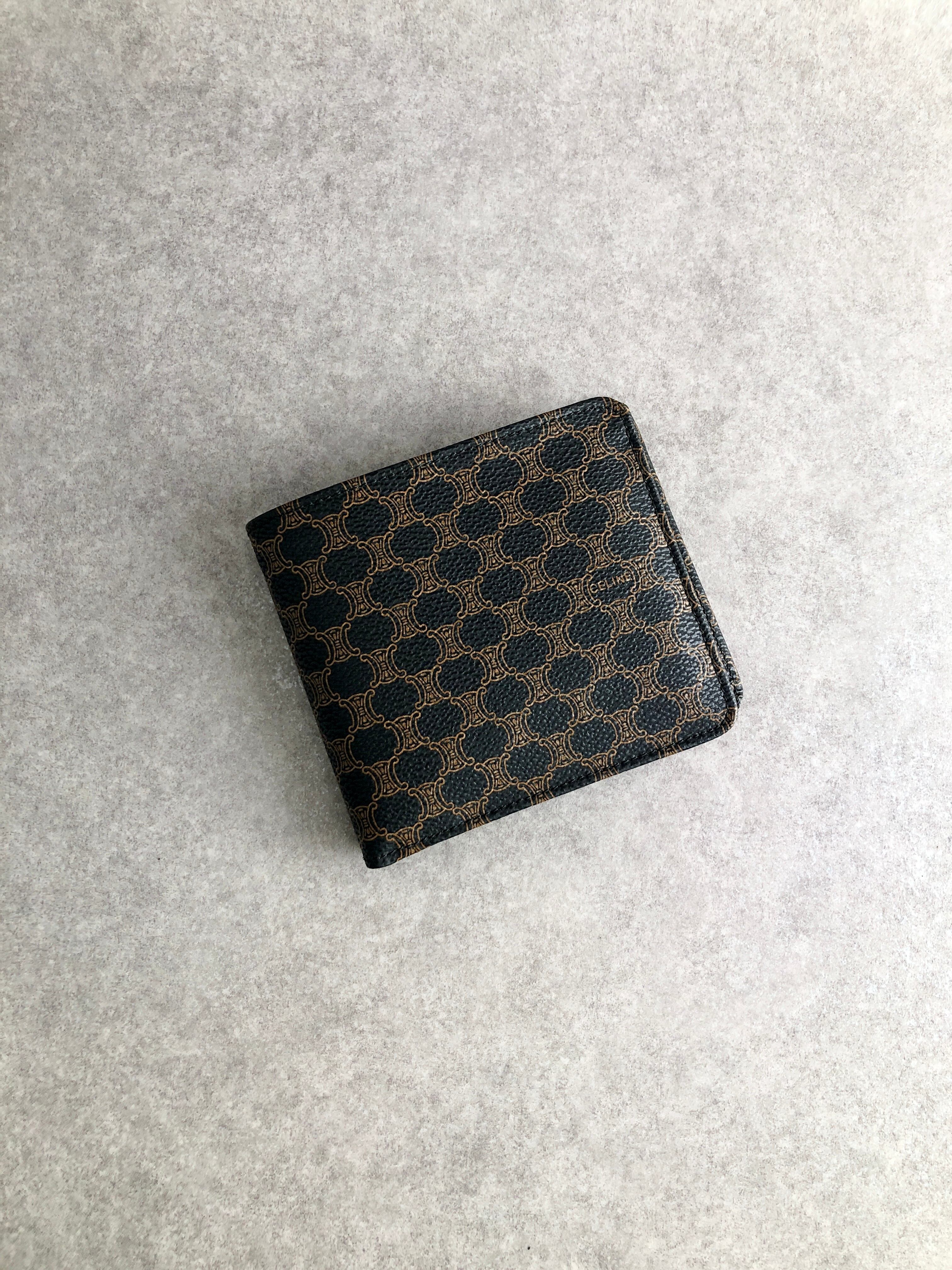 CELINE セリーヌ マカダム 財布 ブラック PVC レザー 二つ折り財布