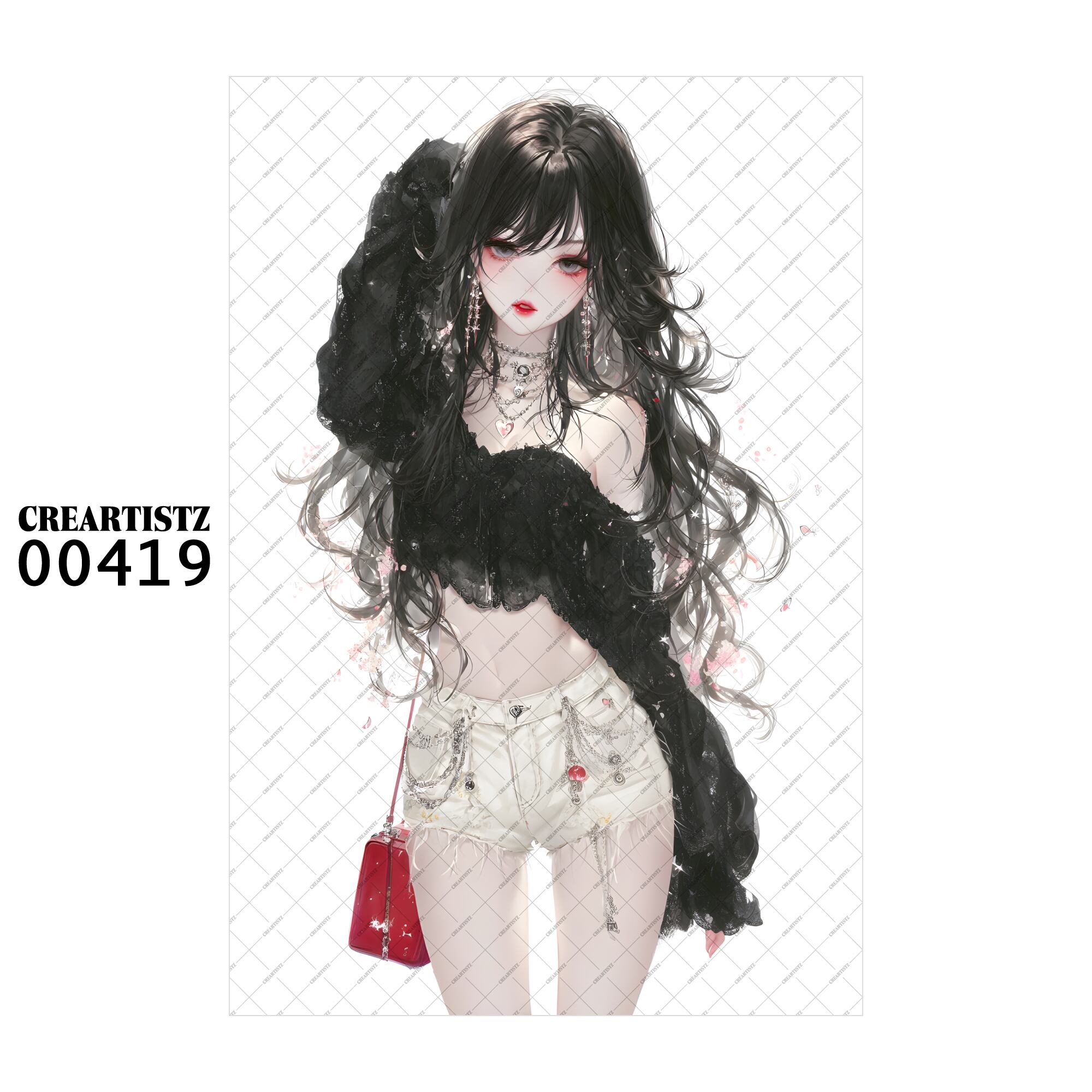 00419 ガール キュート オリジナル ペーパー/ステッカー 4枚セット CREARTISTZ