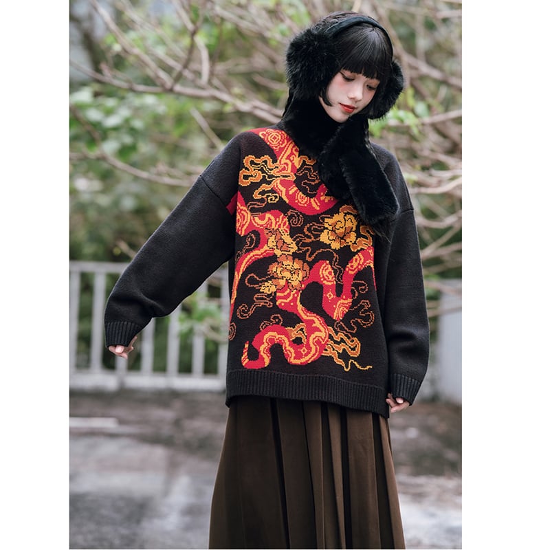 SHISHIKUI チャイナニットベスト 古怪舍---巳蛇シリーズ】☆チャイナ風トップス☆ セーター ニット