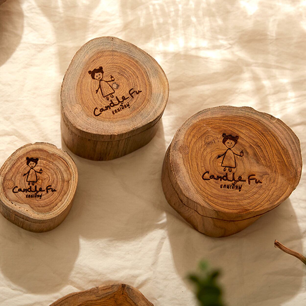Mサイズ アロマキャンドル ソイキャンドル 天然木の容器 タイ製 香り10