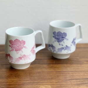 有田焼　モーニングマグカップ　バラ（紫・マロン）	2-057