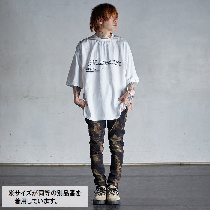 PROPA9ANDA プロパガンダ「BLOW GRAFF BIG TEE」ビッグＴシャツ オーバーサイズ ワンピース 半袖 五分袖 黒白 ブラック  ホワイト ニコちゃん スマイル TATOO 漢字 和柄 スカル ドクロ メンズレディース 大きい UK パンクロック PUNK ROCK バンド  ギフト ステージ衣装 ...