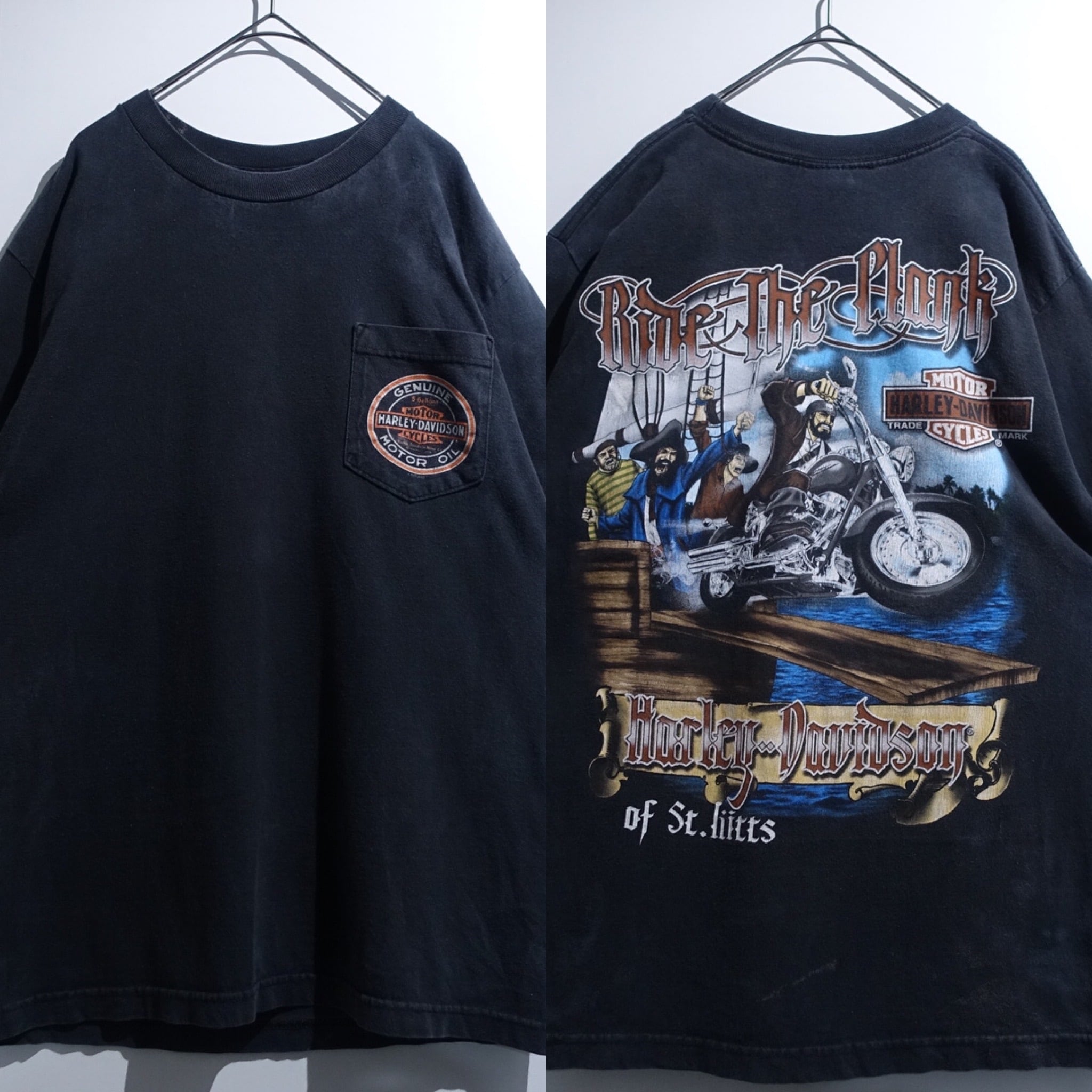 "Harley Davidson" Black Bike Print T-Shirt