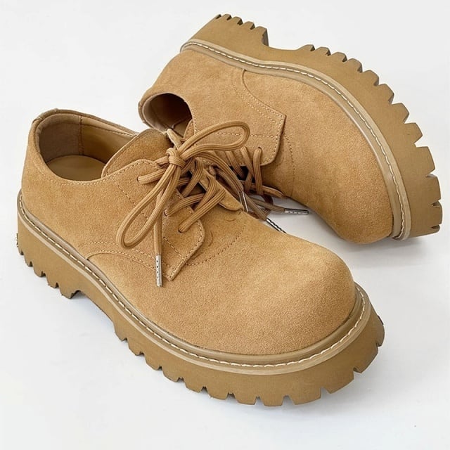 予約販売】ブーツ メンズ シューズ 韓国 厚底 靴 キャメル スエード