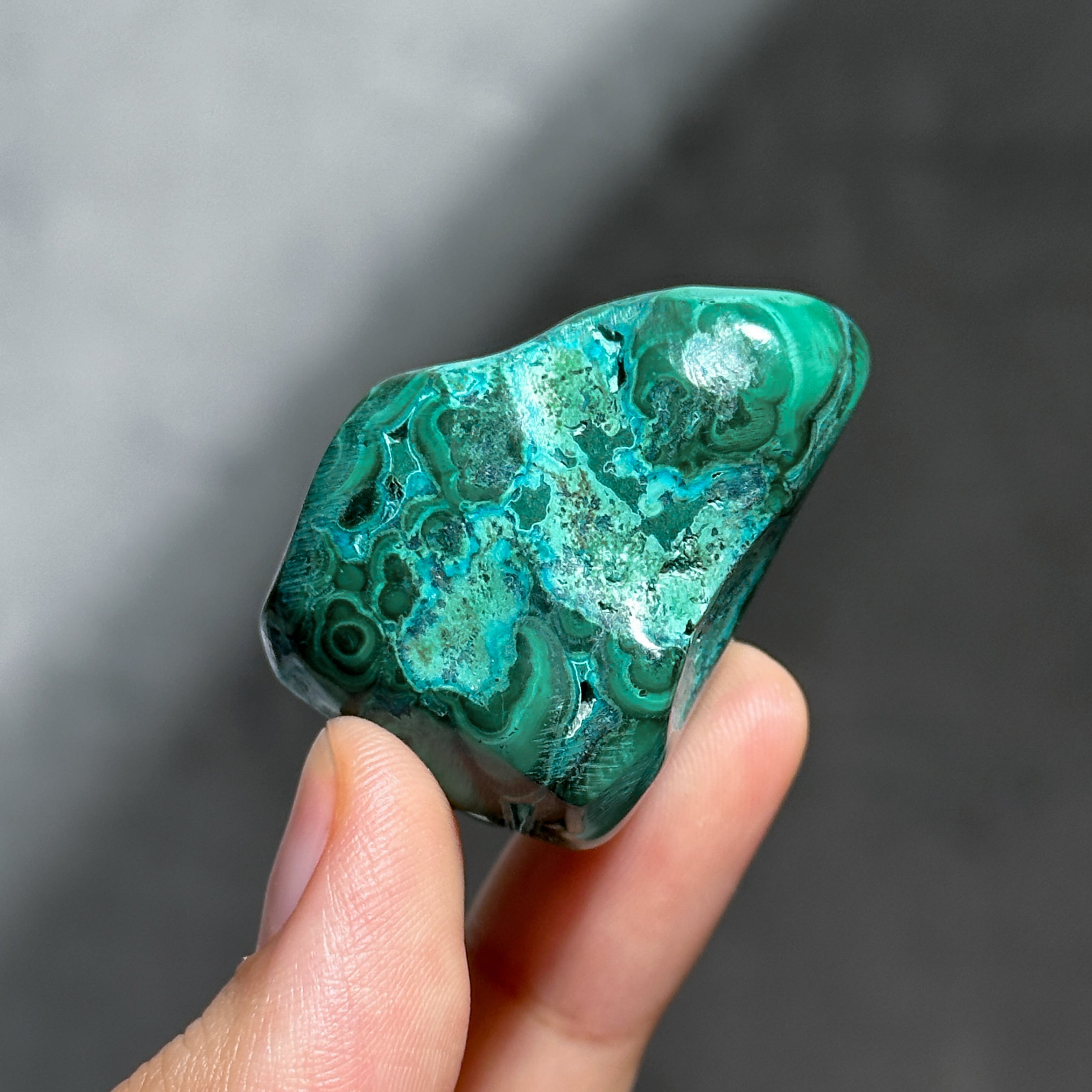 マラカイト with クリソコラ（マラコラ） タンブル05◇ Malachite with