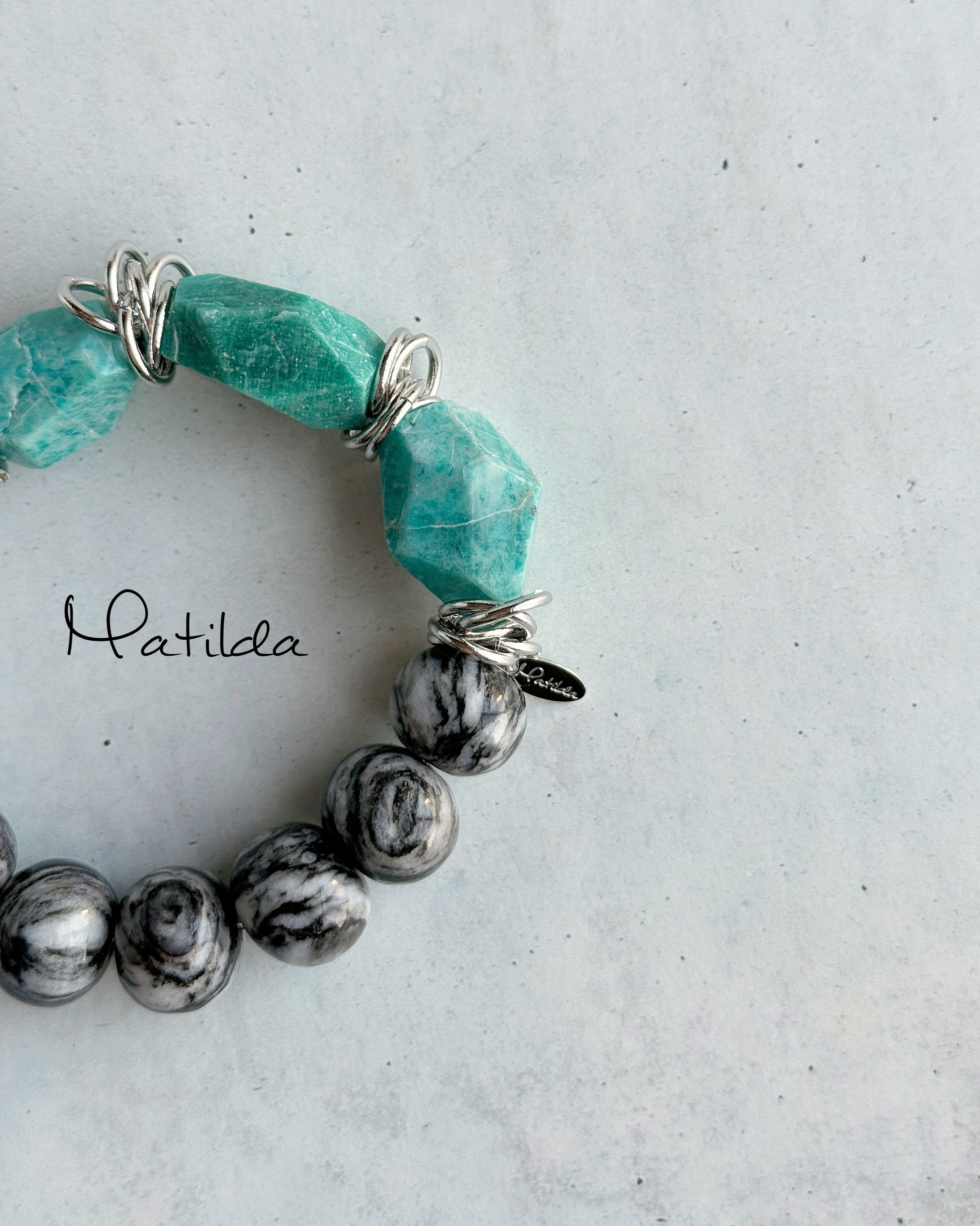 bicolor bracelet(アマゾナイト×ゼブラジャスパー)