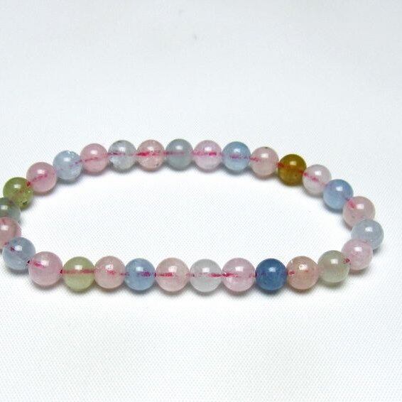 ミックスカラーベリル ブレスレット 6mm 一点物 メール便可 [M便 1/10] 111-48833