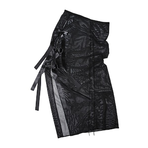【bonnae】Ribbon side slit mesh skirt