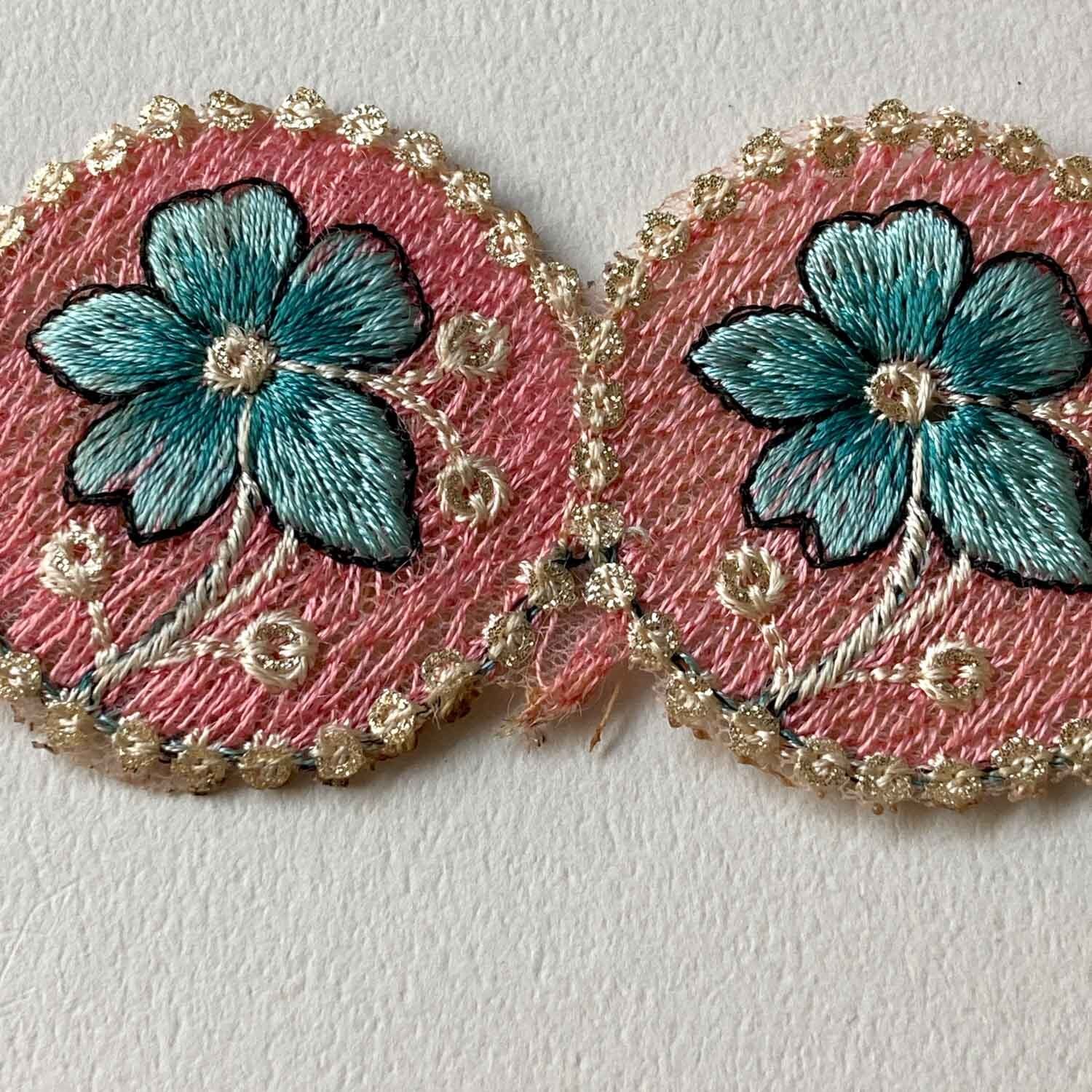 再入荷〉一輪花の丸モチーフインド刺繍レース（50cm〜） | Dua
