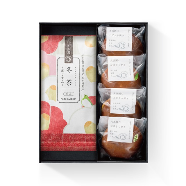 ギフト「四季の煎茶80g」と「どら焼き4個入り」