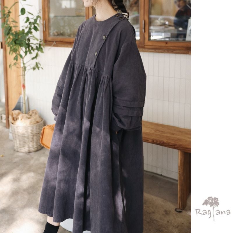 コーデユロイ ゆったり ワンピース W WP083 | Raglana