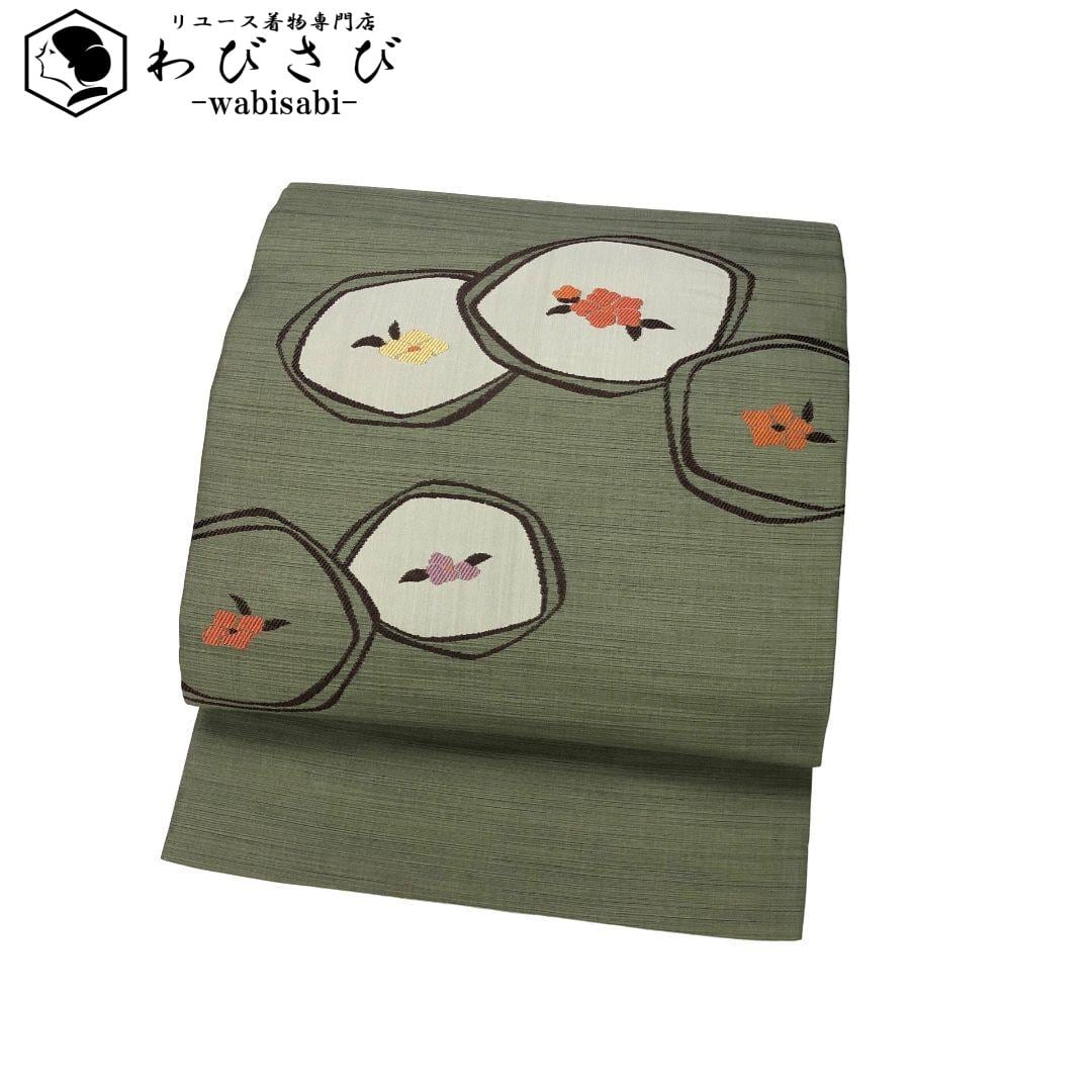 名古屋帯 日本昔話 可愛い動物柄 生成色 O-5773 着物 きもの kimono