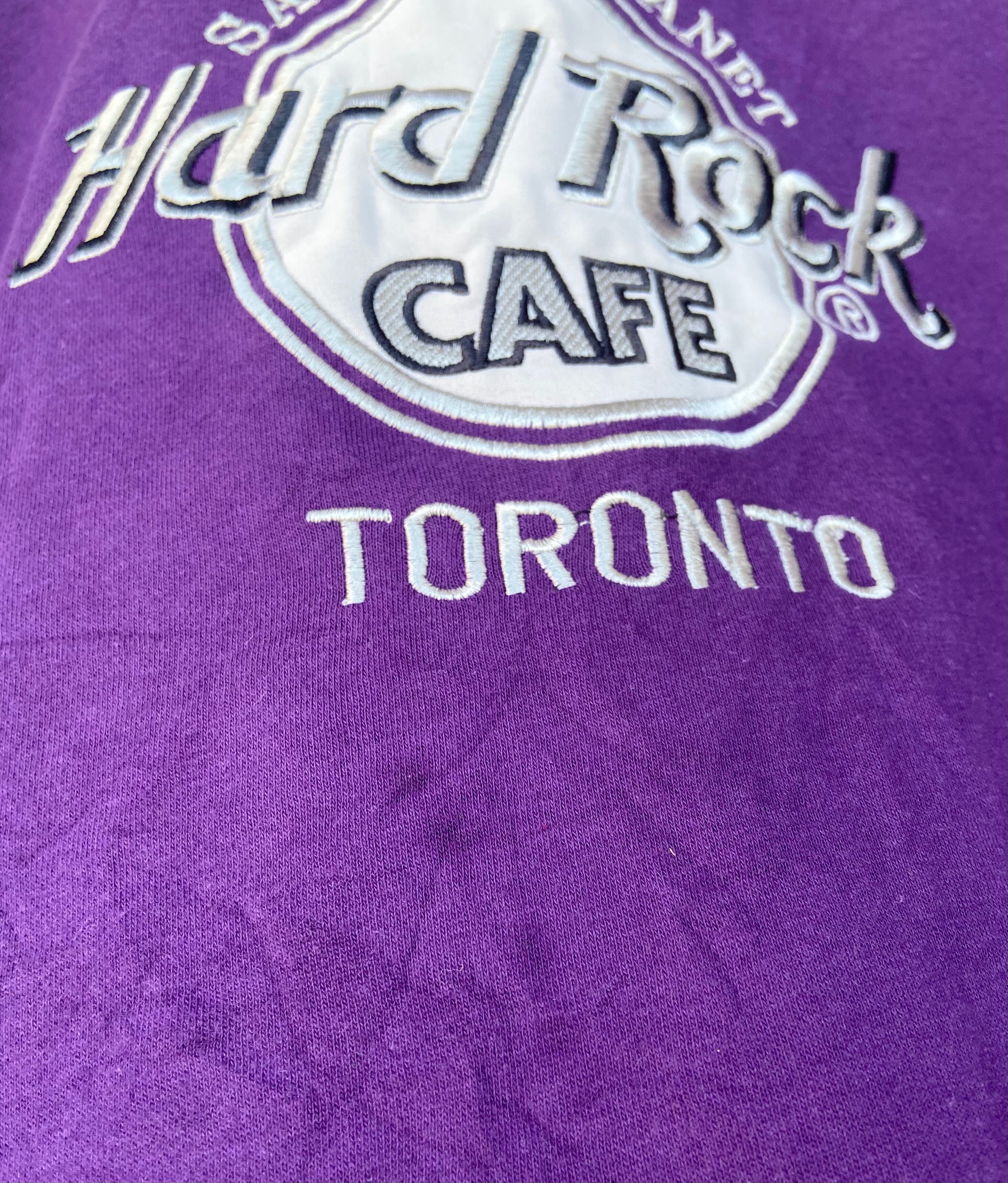 USA製 Hard Rock Cafe/ハードロックカフェ スウェット 刺繍ロゴ 紫 ...