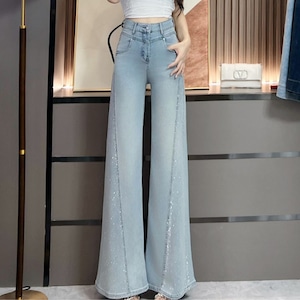 グリッターディテール フレアデニムパンツ 2color B97