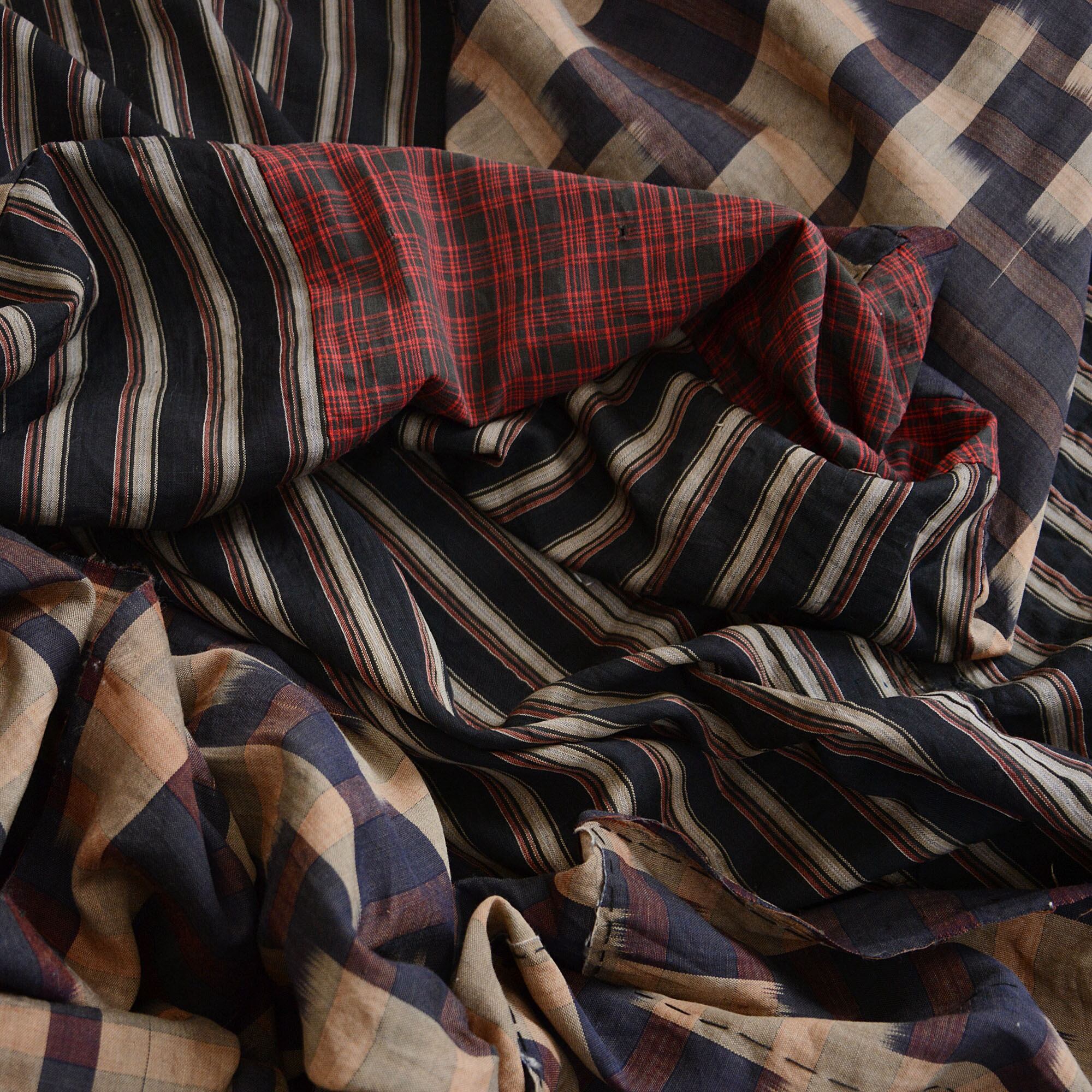 美品昔着物書生絣アンサンブル木綿古布手織久留米絣藍染リメイク