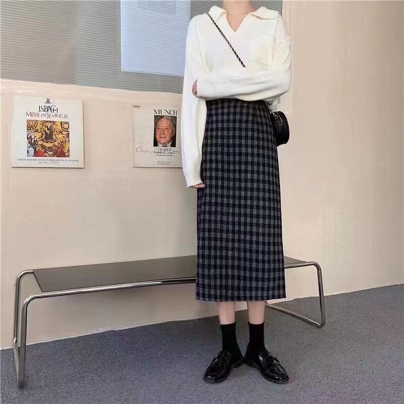 ブロックチェックタイトスカート　AJ11352-9226