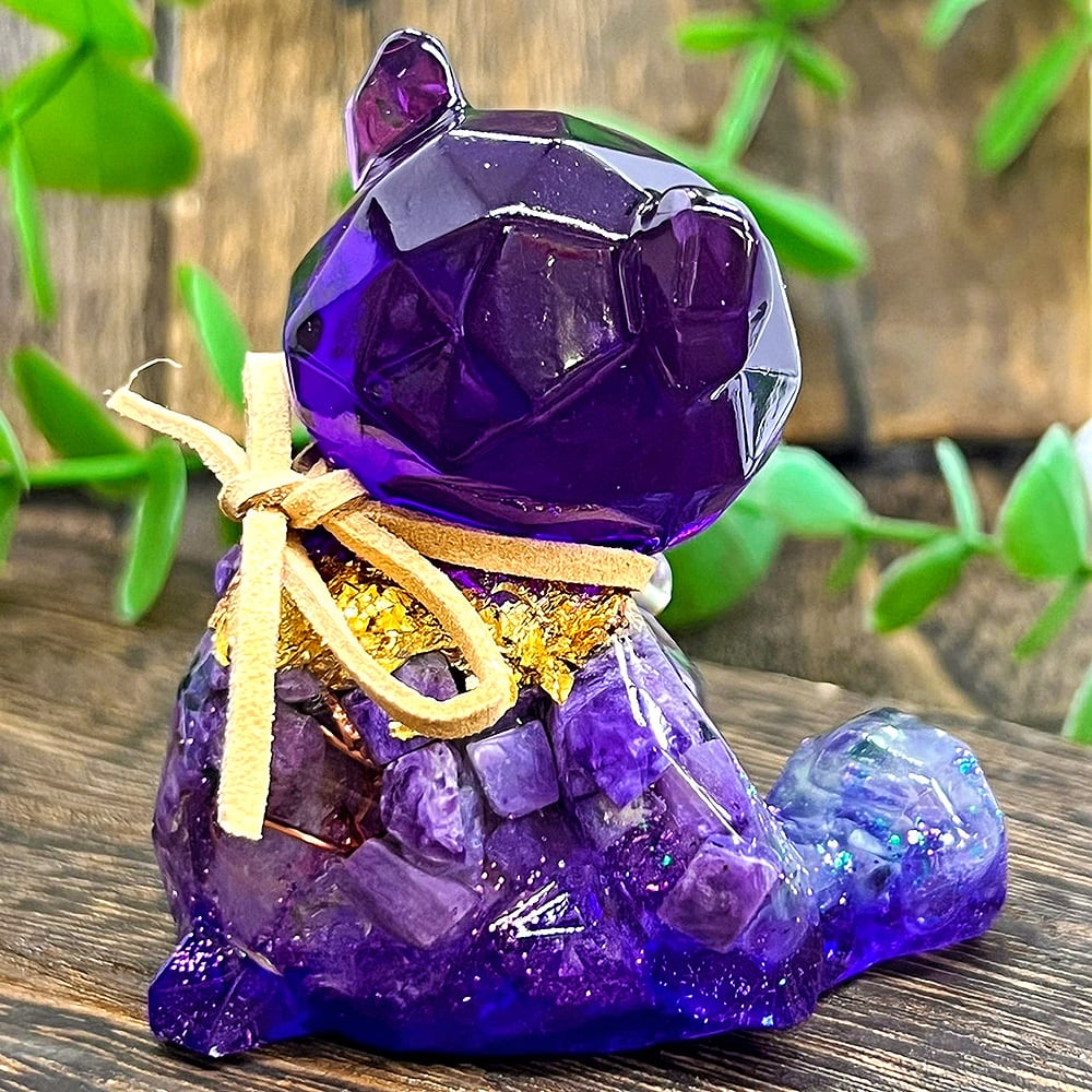 Mー517 オルゴナイト ❣️ かえるさん ❣️ 置物 レジン 縁起物 Mー517