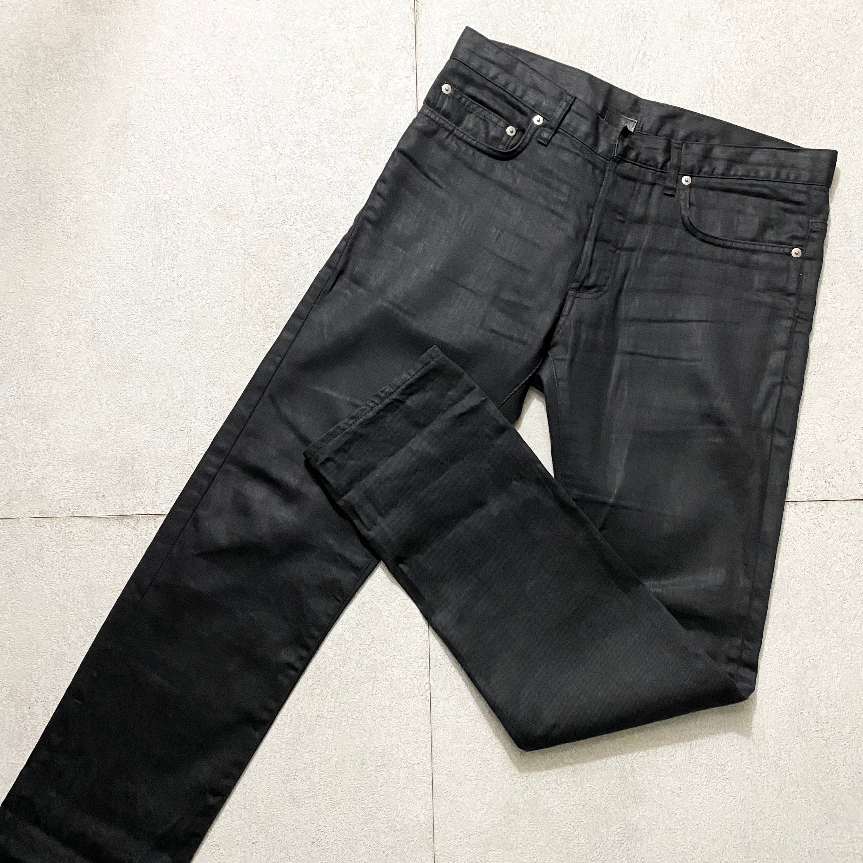 DIOR HOMME luster black denim pants | NOIR ONLINE
